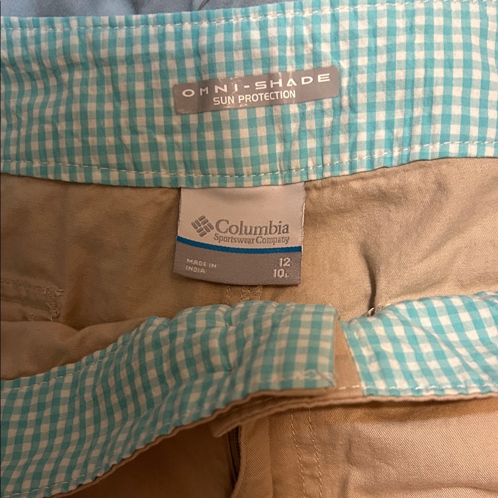 Columbia Men's Khaki Chinos with Aqua Check Lining